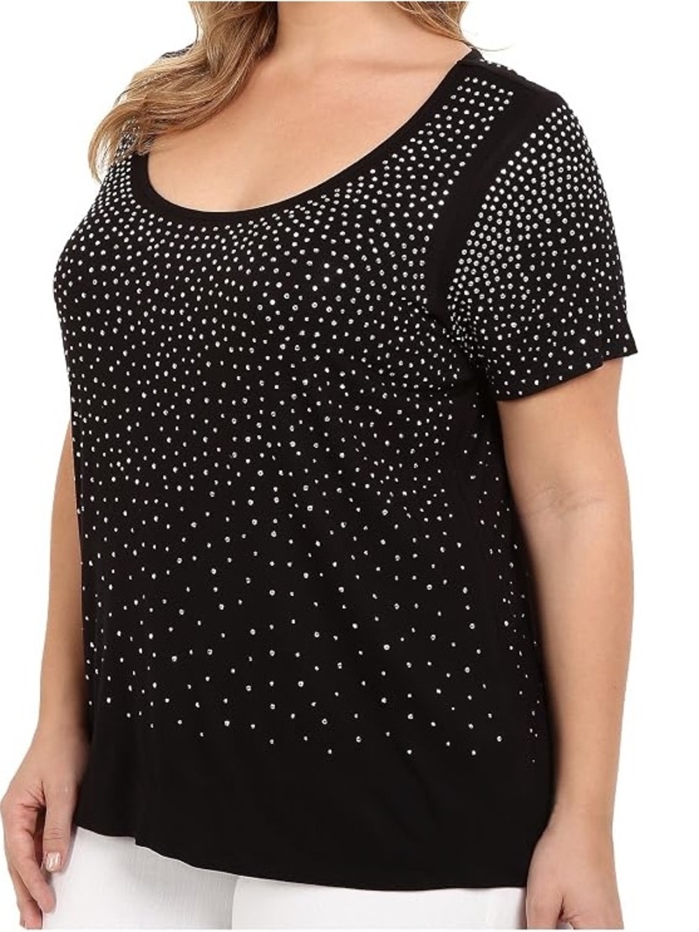 Calvin Klein Black Short Sleeve Tee with Silver Stud Detailing